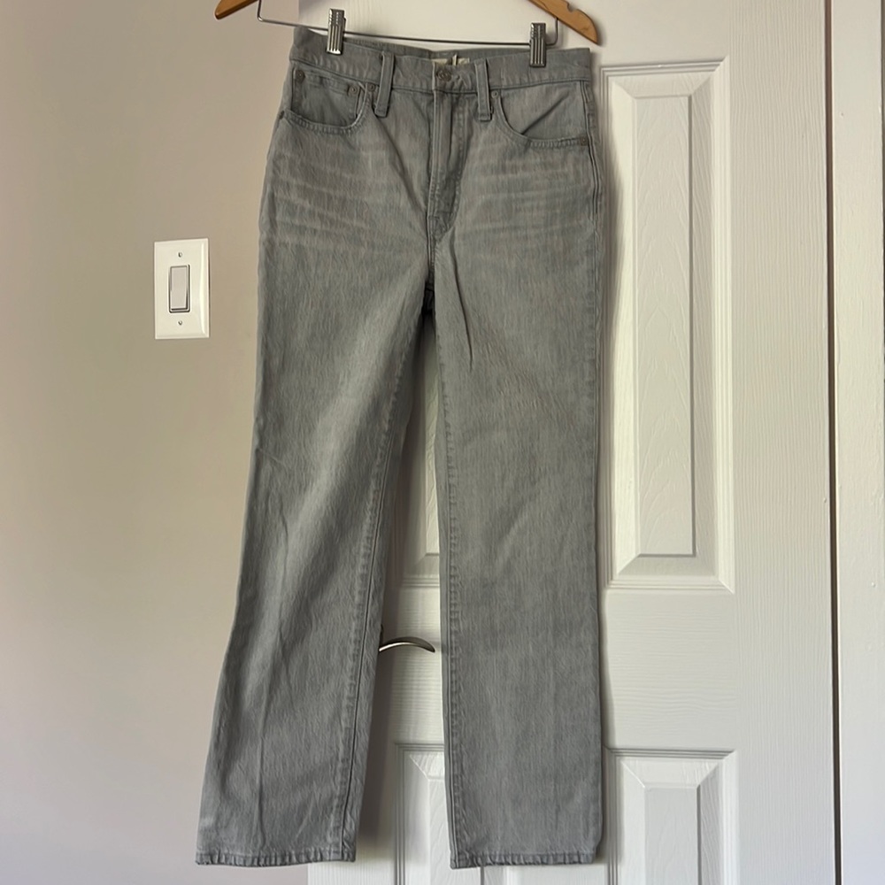 Madewell slim demi boot jean light grey wash